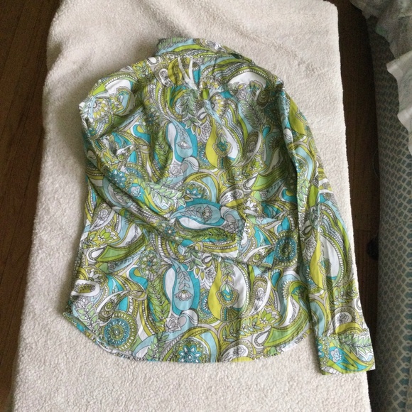 Gap Y2K Bright Paisley Floral Pattern Button Up Blouse Top Shirt - Size Medium - Picture 6 of 11